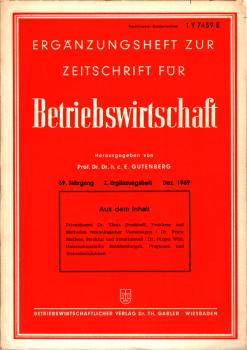 Ergänzungsheft zur Zeitschrift für Betriebswirtschaft ; 39. Jg., 2. Ergänzungsheft