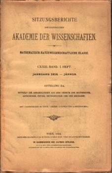 Sitzungsberichte : Abteilung 2a ; CXXIII. Band. 1. Heft