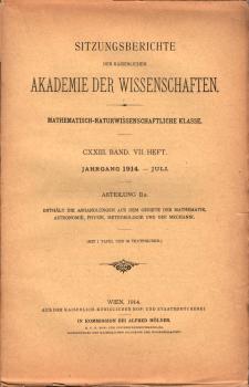 Sitzungsberichte : Abteilung 2a ; CXXIII. Band. 7. Heft