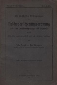 Die wichtigsten Bestimmungen der Reichsversicherungsordnung sowie des Versicherungsgesetzes für Angestellte für den Unterricht zusammengestellt und mit Aufgaben versehen