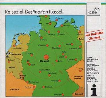 Reiseziel Destination Kassel : Tourist Information Kassel mit Stadtplan City map
