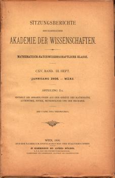 Sitzungsberichte : Abteilung 2a ; CXV. Band. 3. Heft