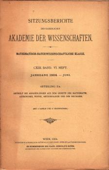 Sitzungsberichte : Abteilung 2a ; CXIII. Band. VI. Heft