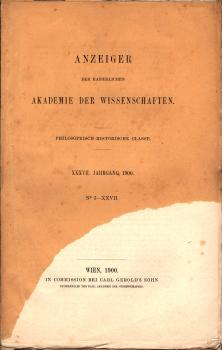 Anzeiger der kaiserlichen Akademie der Wissenschaften. XXXVII. Jahrgang, No 1 - XXVII