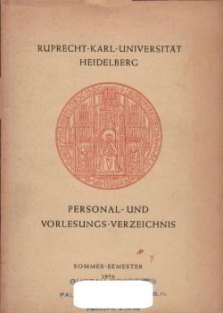 Ruprecht-Karl-Universität Heidelberg : Personal- und Vorlesungs-Verzeichnis. Sommer-Semester 1959