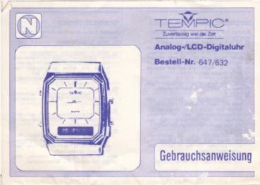 Tempic Analog- / LCD - Digitaluhr : Gebrauchsanweisung [Faltblatt]