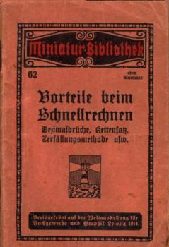 Die Vorteile beim Schnellrechnen (= Miniatur-Bibliothek; 62)/ Otto Cato