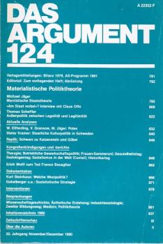 Das Argument. Zeitschrift für Philosophie und Sozialwissenschaften. Nr. 124 (22. Jahrgang. November/Dezember 1980. Materialistische Politiktheorie).
