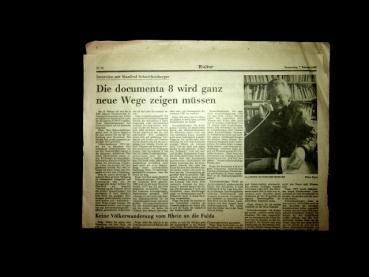 Die documenta 8 wird ganz neue Wege zeigen müssen. Interview mit Manfred Schneckenburger / Presseausschnitt aus HNA, Februar 1985