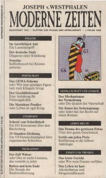 Moderne Zeiten. Blätter zur Pfleger der Urteilskraft. 1. Fole 1989.