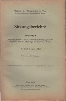 Sitzungsberichte der Akademie der Wissenschaften mathematisch - naturwissenschaftliche Klasse; 3. und 4. Heft, 137. Band, Abteilung 1.