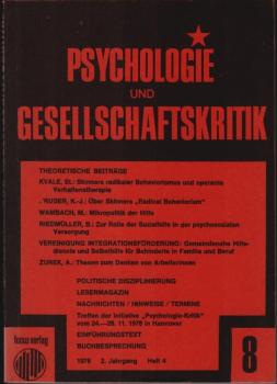 Psychologie und Gesellschaft. Zeitschrift zur Kritik bürgerlicher Psychologie. Heft 4, 1978.