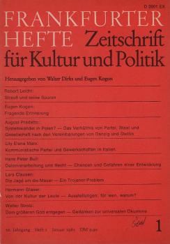 Frankfurter Hefte : Zeitschrift für Kultur und Politik / 36. Jahrgang (1981), Heft 1.