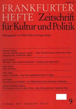 Frankfurter Hefte : Zeitschrift für Kultur und Politik / 33. Jahrgang (1978), Heft 9.