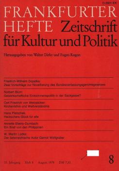 Frankfurter Hefte : Zeitschrift für Kultur und Politik / 33. Jahrgang (1978), Heft 8.