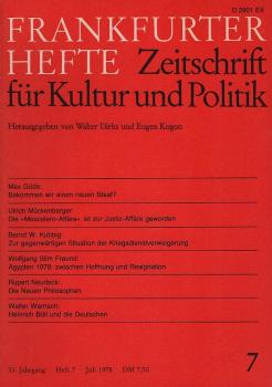 Frankfurter Hefte : Zeitschrift für Kultur und Politik / 33. Jahrgang (1978), Heft 7