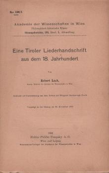 Eine Tiroler Liederhandschrift aus dem 18. Jahrhundert.