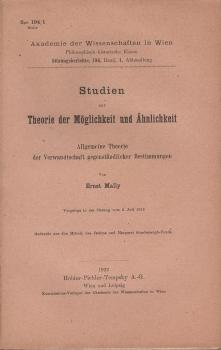 Studien zur Theorie der Möglichkeit und Ähnlichkeit : Allgemeine Theorie der Verwandtschaft gegenständlicher Bestimmungen.