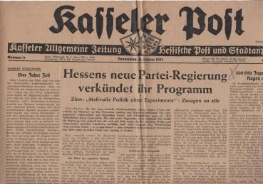 Kasseler Post. Kasseler Allgemeine Zeitung - Hessische Post und Stadtanzeiger. Donnerstag, 11. Juni 1951 - Nr. 9