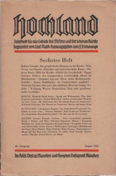 Hochland. Zeitschrift für alle Gebiete des Wissens und der schönen Künste. Sechstes Heft, 1956, 48. Jahgang.