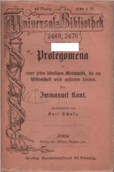 Prolegomena zu einer jeden künftigen Metaphysik, die als Wissenschaft wird austreten können.