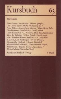 Kursbuch 63: Spielregeln; März 1981.