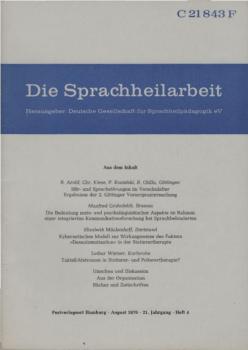 Die Sprachheilarbeit. 21. Jg., 1976, Heft 4.