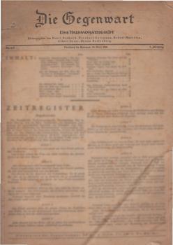 Die Gegenwart. Eine Halbmonatsschrift. Nr. 6 / 7, 24. März 1946, 1. Jahrgang.