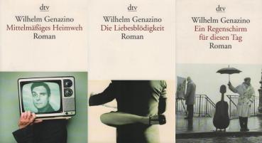 3 x Wilhelm Genazino ; Bücherpaket : 1., Ein Regenschirm für diesen Tag ; 2., Mittelmäßiges Heimweh ; Die Liebesblödigkeit