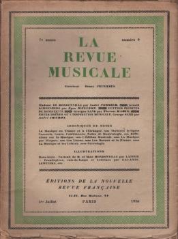 La Revue Musicale. 7 e année., 1926, Numéro 9.