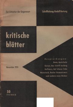 Kritische Blätter Zur Literatur der Gegenwart. Heft 2, Nov. 1955.
