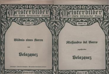 Meisterbilder fürs deutsche Haus; 2 Blätter: Blatt 14., Bildnis eines Herrn von Velazquez ; Blatt 60., Alessandro Del Borro zugeschrieben Velazques.