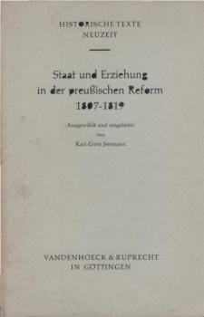 Staat und Erziehung in der preussischen Reform : 1807 - 1819.