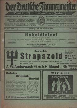 Der Deutsche Zimmermeister. Deutsche Zimmermeister - Zeitung. 31. Jahrgang, 1929, Nr. 39.