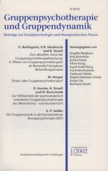 Gruppenpsychotherapie und Gruppendynamik. Beiträge zur Sozialpsychologie und therapeutischen Praxis. Heft 1 / 2002, 38. Jahrgang.