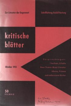 Kritische Blätter Zur Literatur der Gegenwart. Heft 1, Okt. 1955.