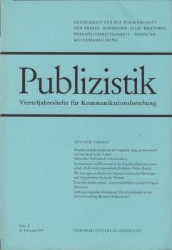 Publizistik. Vierteljahreshefte für Kommunikationsforschung, 38. Jg. 1993, Heft 1