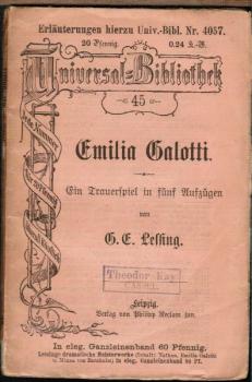 Emilia Galotti. Ein Trauerspiel in fünf Aufzügen.