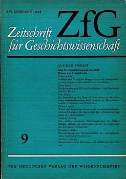 Zeitschrift für Geschichtswissenschaft (ZfG). Heft 9, XVI. Jahrgang, 1968.