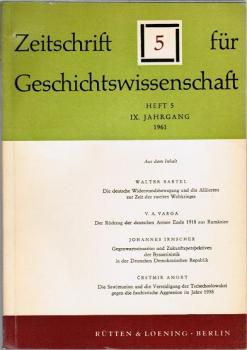 Zeitschrift für Geschichtswissenschaft. Heft 5, IX. Jahrgang, 1961.