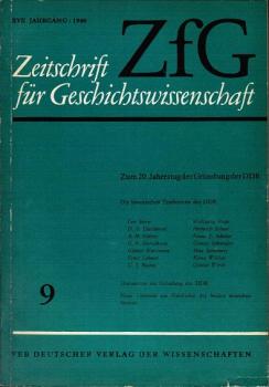 Zeitschrift für Geschichtswissenschaft (ZfG). Heft 9, XVII Jahrgang, 1969.