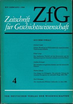 Zeitschrift für Geschichtswissenschaft (ZfG). Heft 4, XVI Jahrgang, 1966.