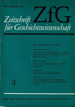 Zeitschrift für Geschichtswissenschaft (ZfG). Heft 3, XVIII Jahrgang, 1970.