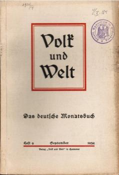 Volk und Welt. Das deutsche Monatsbuch; Heft 9, September 1934
