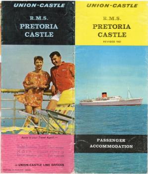 Union-Castle RMS Pretoria Castle. Passenger Accomodation (Faltblatt).