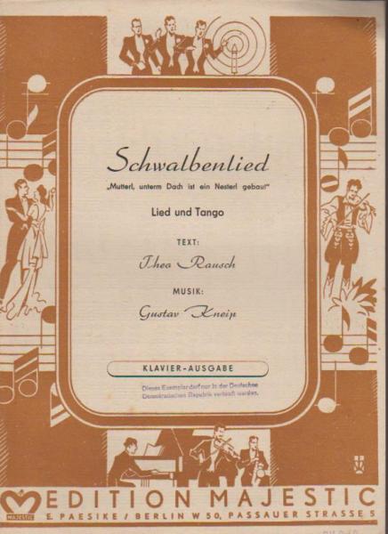 Schwalbenlied "Mutterl, unterm Dach ist ein Nesterl gebaut": Lied und Tango.