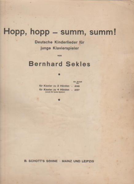 Hopp, hopp - summ, summ! Deutsche Kinderlieder für junge Klavierspieler.