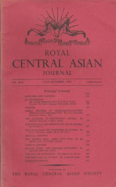 Journal of the Royal Central Asian Society; Vol. XLIII., Part III - IV, July - October 1956.