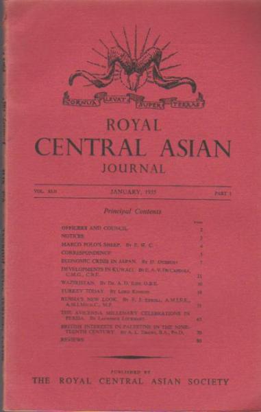 Journal of the Royal Central Asian Society; Vol. XLII., Part I, January 1955.