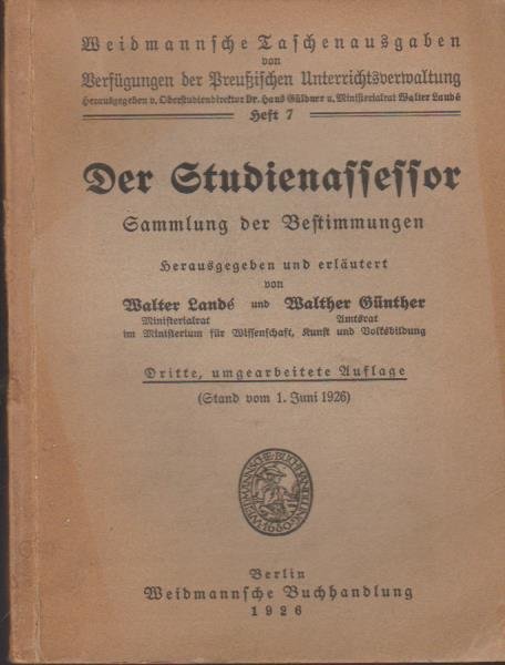 Der Studienassessor. Sammlungen der Bestimmungen.